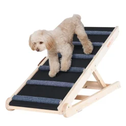 VEVOR Dog Ramp, Folding Pet Ramp for Bed, Adjustable Dog Ramp for Small, Large, Old Dogs & Cats, Wooden Pet Ramp with 41.3