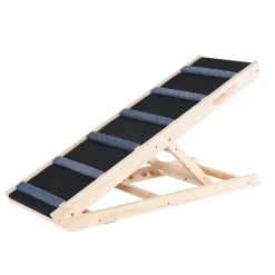 VEVOR Dog Ramp, Folding Pet Ramp for Bed, Adjustable Dog Ramp for Small, Large, Old Dogs & Cats, Wooden Pet Ramp with 41.3