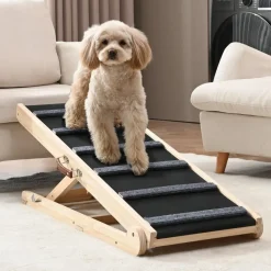 VEVOR Dog Ramp, Folding Pet Ramp for Bed, Adjustable Dog Ramp for Small, Large, Old Dogs & Cats, Wooden Pet Ramp with 41.3