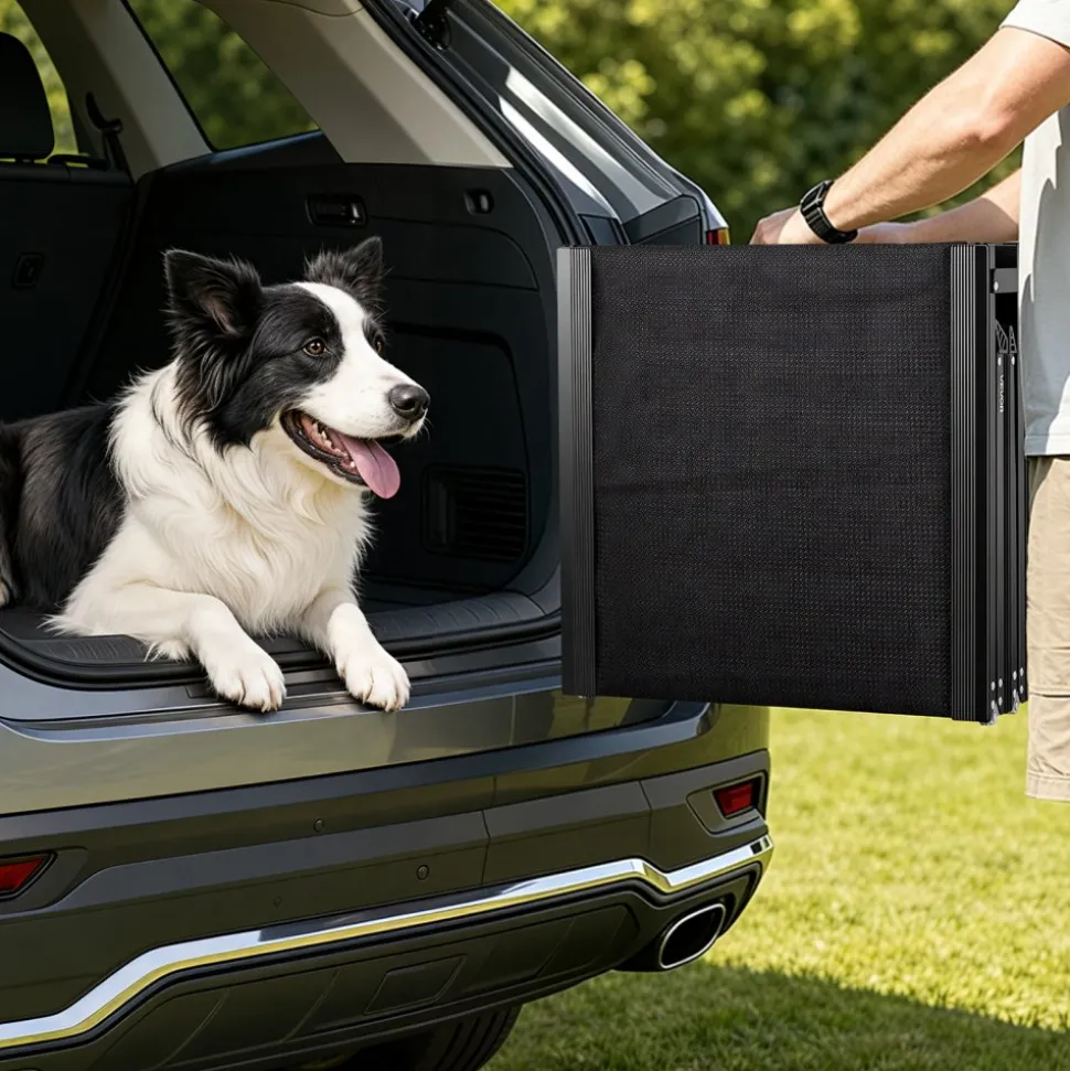 VEVOR Dog Ramp for Cars, 71" L x 20" W, Folding Pet Ramps for Medium & Large Dogs up to 250lbs, Pet Stair Ramp with Non-Slip Oxford Fabric Surface, Portable Outdoor Dog Car Ramps for SUV & Truck