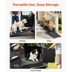 VEVOR Dog Ramp for Cars, 71" L x 17" W, Folding Pet Ramps for Medium & Large Dogs up to 250lbs, Pet Stair Ramp with Non-Slip Oxford Fabric Surface, Portable Outdoor Dog Car Ramps for SUV & Truck