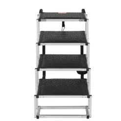 VEVOR Dog Stair for Cars, Wide 4-step Dog Car Steps, Folding Dog Car Ramp with Nonslip Surface, Portable Pet Steps Lightweight Aluminum for Car, SUV and Truck, Supports up to 150 lbs