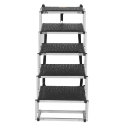 VEVOR Dog Stair for Cars, Wide 5-step Dog Car Steps, Folding Dog Car Ramp with Nonslip Surface, Portable Pet Steps Lightweight Aluminum for Car, SUV and Truck, Supports up to 150 lbs