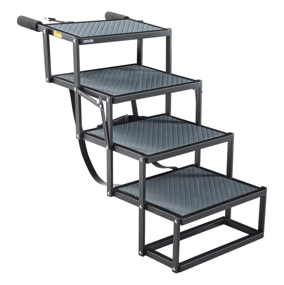 VEVOR Dog Stairs for Car, 4 Steps Extra Wide Foldable Dog Ramp for Large Dogs with Non-Slip Surface, Portable Lightweight Pet Stairs Ladder for Car, SUV, Truck, High Bed, Sofa, Support up to 400 lbs