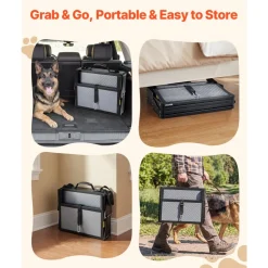 VEVOR Dog Stairs for Car, 4 Steps Extra Wide Foldable Dog Ramp for Large Dogs with Non-Slip Surface, Portable Lightweight Pet Stairs Ladder for Car, SUV, Truck, High Bed, Sofa, Support up to 400 lbs