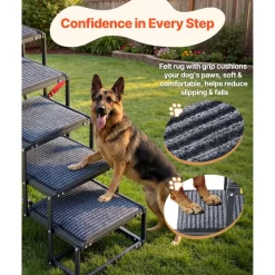 VEVOR Dog Stairs for Car, 5 Steps Extra Wide Foldable Dog Ramp for Large Dogs with Non-Slip Rug Surface, Portable Lightweight Pet Ladder for Car, SUV, Truck, High Beds, Sofas, Support up to 200 lbs