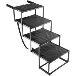 VEVOR Dog Stairs for Car, 4 Steps Extra Wide Foldable Dog Ramp for Large Dogs with Non-Slip Surface, Portable Lightweight Pet Stairs Ladder for Car, SUV, Truck, High Bed, Sofa, Support up to 250 lbs