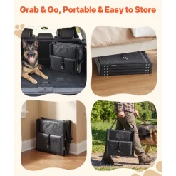 VEVOR Dog Stairs for Car, 4 Steps Extra Wide Foldable Dog Ramp for Large Dogs with Non-Slip Surface, Portable Lightweight Pet Stairs Ladder for Car, SUV, Truck, High Bed, Sofa, Support up to 250 lbs