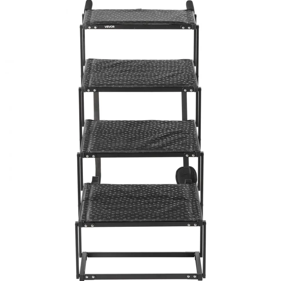 VEVOR Dog Stairs for Car, 4 Steps Extra Wide Foldable Dog Ramp for Large Dogs with Non-Slip Surface, Portable Lightweight Pet Stairs Ladder for Car, SUV, Truck, High Bed, Sofa, Support up to 250 lbs