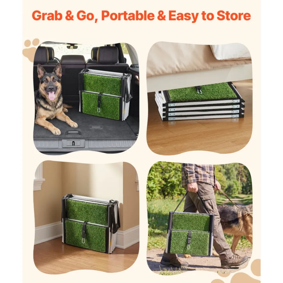 VEVOR Dog Stairs for Car, 4 Steps Extra Wide Foldable Dog Ramp for Large Dogs with Non-Slip Surface, Portable Lightweight Pet Stairs Ladder for Car, SUV, Truck, High Bed, Sofa, Support up to 200 lbs