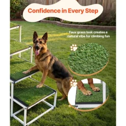 VEVOR Dog Stairs for Car, 4 Steps Extra Wide Foldable Dog Ramp for Large Dogs with Non-Slip Surface, Portable Lightweight Pet Stairs Ladder for Car, SUV, Truck, High Bed, Sofa, Support up to 200 lbs