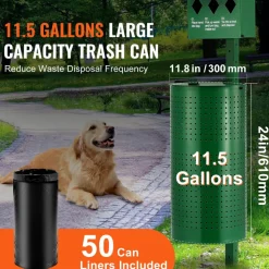 VEVOR Dog Waste Station, Commercial Dog Poop Station, 11.5 Gallons Pet Waste Bin with 50 Can Liners, Bag Dispenser & 600 Waste Bags, Outdoor Dog Waste Disposal System for Backyard