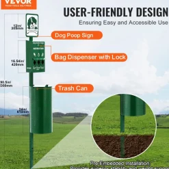 VEVOR Dog Waste Station, Commercial Dog Poop Station, 11.5 Gallons Pet Waste Bin with 50 Can Liners, Bag Dispenser & 600 Waste Bags, Outdoor Dog Waste Disposal System for Backyard
