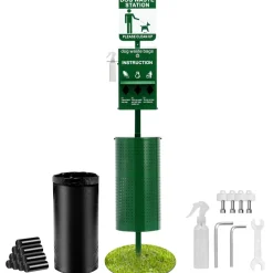 VEVOR Dog Waste Station with Hand Wash Bottle, Commercial Dog Poop Station, 11.5 Gallons Pet Waste Bin with 50 Can Liners, Bag Dispenser & 600 Waste Bags, Outdoor Dog Waste Disposal System for Backyard