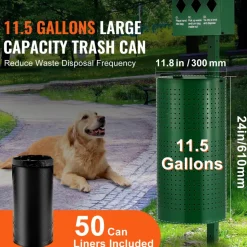 VEVOR Dog Waste Station with Hand Wash Bottle, Commercial Dog Poop Station, 11.5 Gallons Pet Waste Bin with 50 Can Liners, Bag Dispenser & 600 Waste Bags, Outdoor Dog Waste Disposal System for Backyard