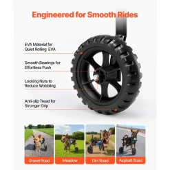 VEVOR Dog Wheelchair for Back Legs, Adjustable 2 Wheels Pet Wheelchair, Lightweight  Dog Cart with Shock-Absorbing Wheels, Mobility Support Wheel Chair for Disabled Injured Dogs up to 22lbs , X-Small