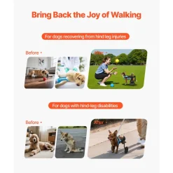 VEVOR Dog Wheelchair for Back Legs, Adjustable 2 Wheels Pet Wheelchair, Lightweight  Dog Cart with Shock-Absorbing Wheels, Mobility Support Wheel Chair for Disabled Injured Dogs up to 22lbs , X-Small