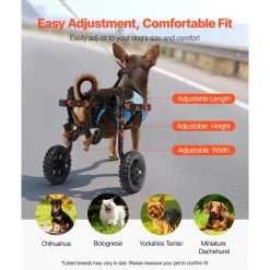 VEVOR Dog Wheelchair for Back Legs, Adjustable 2 Wheels Pet Wheelchair, Lightweight  Dog Cart with Shock-Absorbing Wheels, Mobility Support Wheel Chair for Disabled Injured Dogs up to 22lbs , X-Small