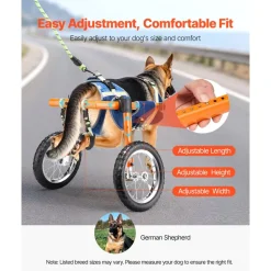 VEVOR Dog Wheelchair for Back Legs, Lightweight 2 Wheels Pet Wheelchair, Height, Width & Length Adjustable, Dog Cart with Shock-Absorbing Wheels, for Injured, Disabled Dogs 48-88 lbs, Large