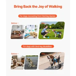VEVOR Dog Wheelchair for Back Legs, Adjustable 2 Wheels Pet Wheelchair, Lightweight  Dog Cart with Shock-Absorbing Wheels, Mobility Support Wheel Chair for Disabled Injured Dogs up to 22lbs, Small