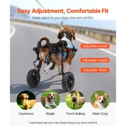 VEVOR Dog Wheelchair for Back Legs, Adjustable 2 Wheels Pet Wheelchair, Lightweight  Dog Cart with Shock-Absorbing Wheels, Mobility Support Wheel Chair for Disabled Injured Dogs up to 22lbs, Small