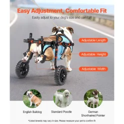 VEVOR Dog Wheelchair for Back Legs, Adjustable 2 Wheels Pet Wheelchair, Lightweight  Dog Cart with Shock-Absorbing Wheels, Mobility Support Wheel Chair for Disabled Injured Dogs up to 22lbs, Medium