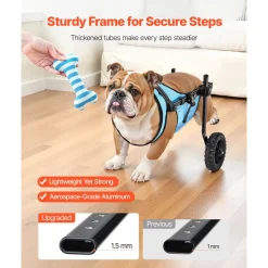 VEVOR Dog Wheelchair for Back Legs, Adjustable 2 Wheels Pet Wheelchair, Lightweight  Dog Cart with Shock-Absorbing Wheels, Mobility Support Wheel Chair for Disabled Injured Dogs up to 22lbs, Medium