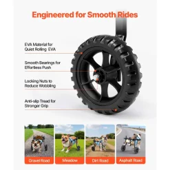 VEVOR Dog Wheelchair for Back Legs, Adjustable 2 Wheels Pet Wheelchair, Lightweight  Dog Cart with Shock-Absorbing Wheels, Mobility Support Wheel Chair for Disabled Injured Dogs up to 22lbs, Medium