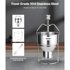 VEVOR Donut Depositor, Large Capacity Manual Donuts Dropper, 304 Stainless Steel Commercial Batter Dispenser, 6 Thicknesses Adjustment Doughnut Hopper with Stand, For Restaurant Cafe Bakery Kitchen