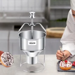 VEVOR Donut Depositor, Large Capacity Manual Donuts Dropper, 304 Stainless Steel Commercial Batter Dispenser, 6 Thicknesses Adjustment Doughnut Hopper with Stand, For Restaurant Cafe Bakery Kitchen