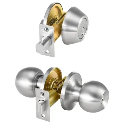 VEVOR Door Knob and Deadbolt Set, Satin Nickel Entry Door Knob and Single Cylinder Deadbolt Combo Pack, Fit for 1-3/8" to 1-3/4" Door Thickness, Door Lockset with Deadbolt for Entrance and Front Door