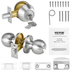VEVOR Door Knob and Deadbolt Set, Satin Nickel Entry Door Knob and Single Cylinder Deadbolt Combo Pack, Fit for 1-3/8