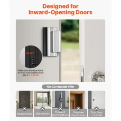 VEVOR Door Reinforcement Lock, 2 Pack Home Security Door Lock, with 3 Inch Stop Withstand 800 lbs of Force, with 8 Screws, for Inward-Opening, Aluminum Alloy, Add Extra High Security to Your Home