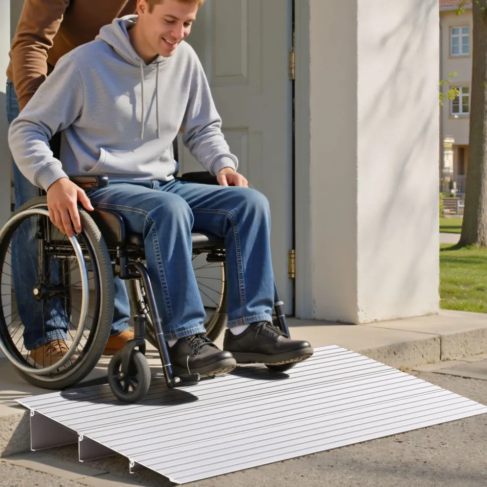 VEVOR Door Threshold Ramp, 3 inch Rise, Aluminum Alloy Threshold Ramp Rated 800 lbs Load Capacity, Handicap Ramps for Home Steps for Wheelchair, Scooters, Power Chairs, Walkers, Bicycle, Tricycle