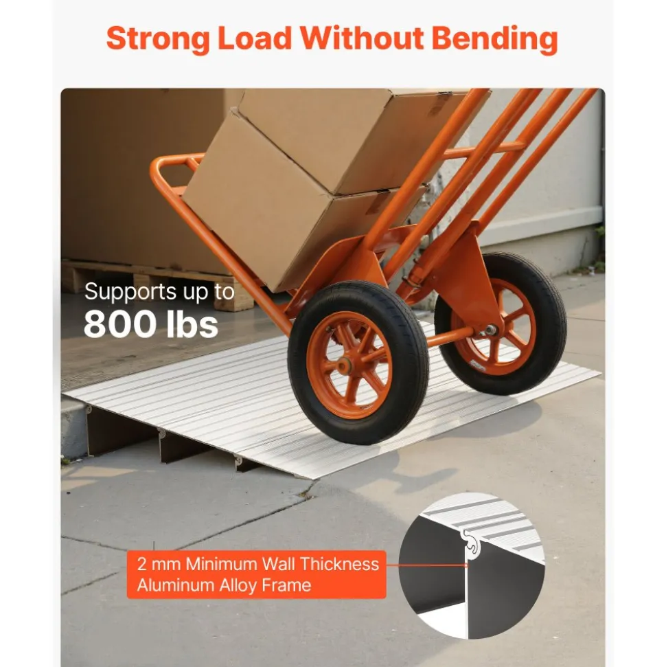 VEVOR Door Threshold Ramp, 3 inch Rise, Aluminum Alloy Threshold Ramp Rated 800 lbs Load Capacity, Handicap Ramps for Home Steps for Wheelchair, Scooters, Power Chairs, Walkers, Bicycle, Tricycle