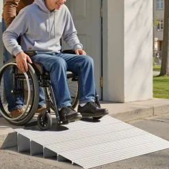 VEVOR Door Threshold Ramp, 5 inch Rise, Aluminum Alloy Threshold Ramp Rated 800 lbs Load Capacity, Handicap Ramps for Home Steps for Wheelchair, Scooters, Power Chairs, Walkers, Bicycle, Tricycle