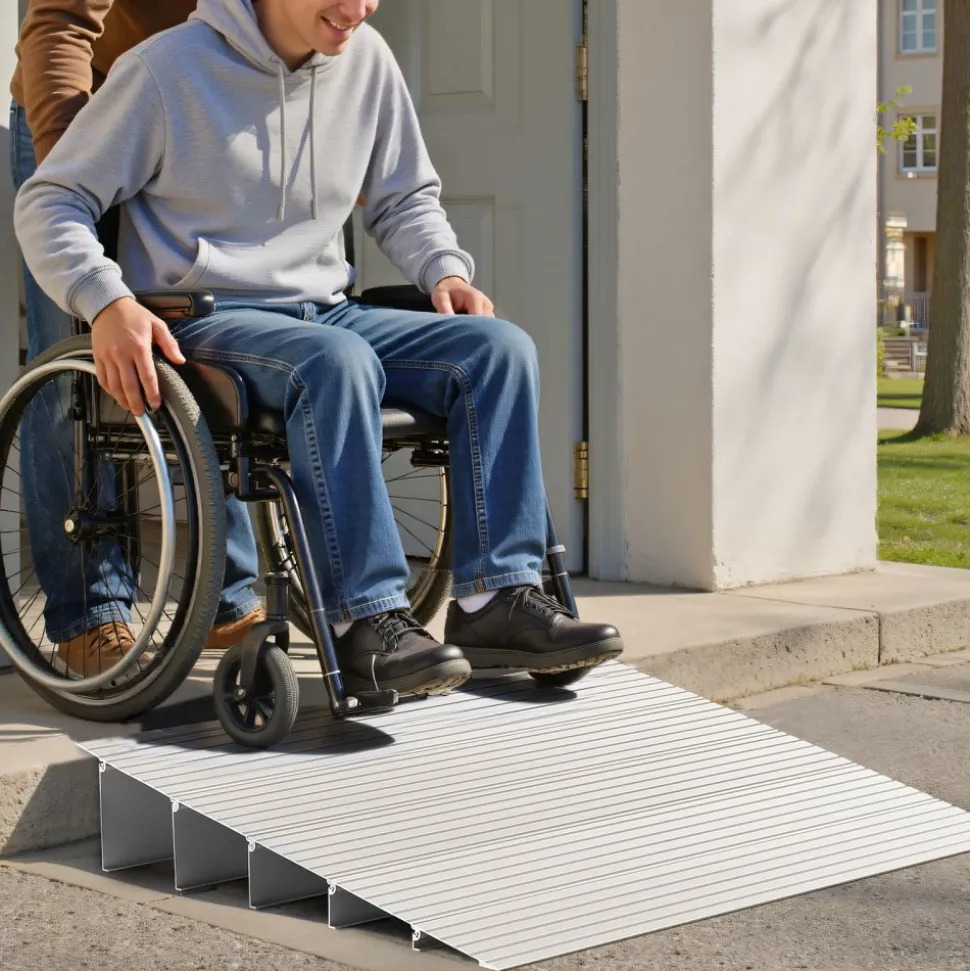 VEVOR Door Threshold Ramp, 5 inch Rise, Aluminum Alloy Threshold Ramp Rated 800 lbs Load Capacity, Handicap Ramps for Home Steps for Wheelchair, Scooters, Power Chairs, Walkers, Bicycle, Tricycle
