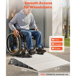 VEVOR Door Threshold Ramp, 5 inch Rise, Aluminum Alloy Threshold Ramp Rated 800 lbs Load Capacity, Handicap Ramps for Home Steps for Wheelchair, Scooters, Power Chairs, Walkers, Bicycle, Tricycle