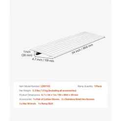 VEVOR Door Threshold Ramp, 1 inch Rise, Aluminum Alloy Threshold Ramp Rated 800 lbs Load Capacity, Handicap Ramps for Home Steps for Wheelchair, Scooters, Power Chairs, Walkers, Bicycle, Tricycle
