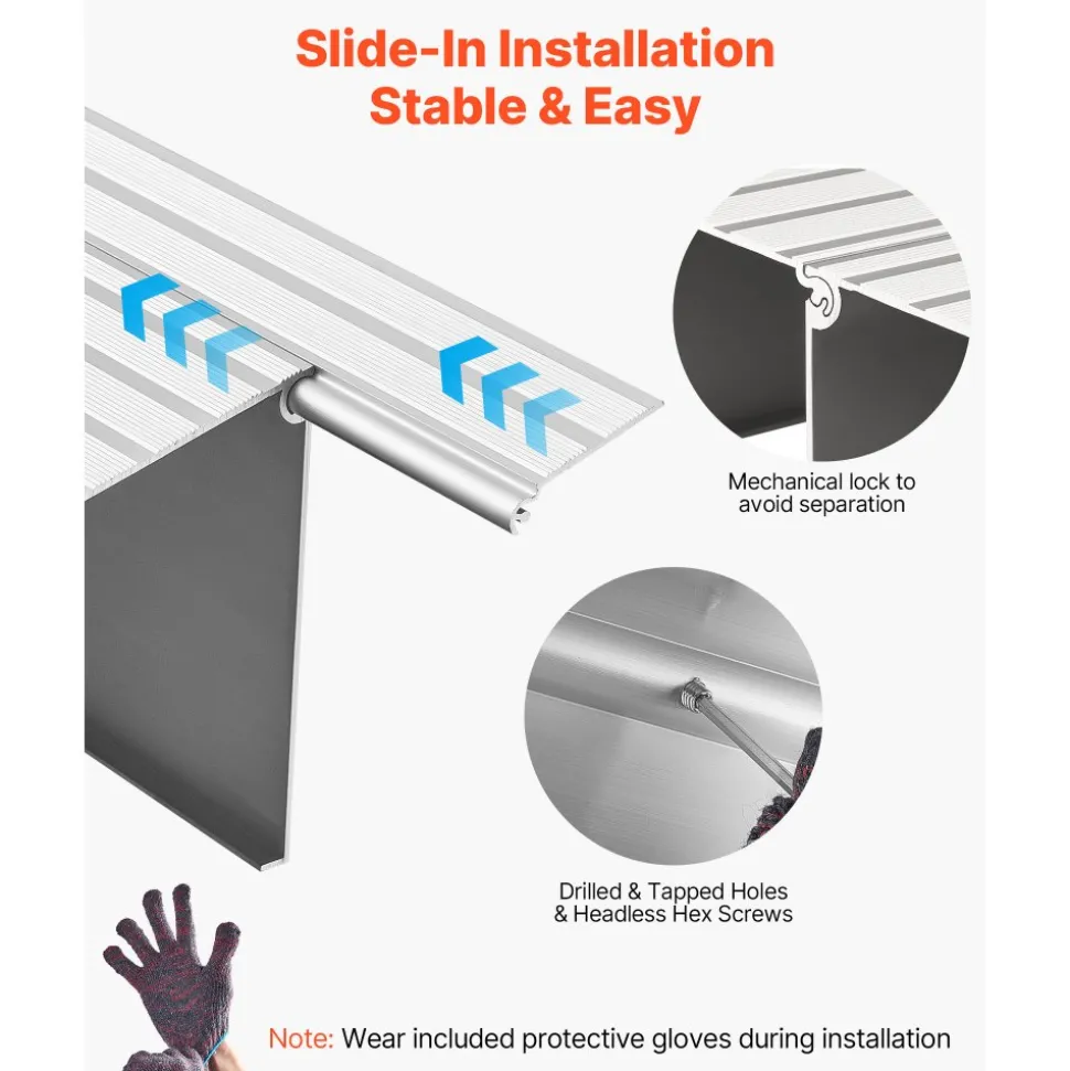 VEVOR Door Threshold Ramp, 6 inch Rise, Aluminum Alloy Threshold Ramp Rated 800 lbs Load Capacity, Handicap Ramps for Home Steps for Wheelchair, Scooters, Power Chairs, Walkers, Bicycle, Tricycle