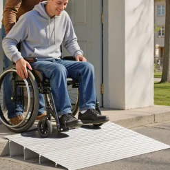 VEVOR Door Threshold Ramp, 4 inch Rise, Aluminum Alloy Threshold Ramp Rated 800 lbs Load Capacity, Handicap Ramps for Home Steps for Wheelchair, Scooters, Power Chairs, Walkers, Bicycle, Tricycle