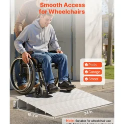 VEVOR Door Threshold Ramp, 4 inch Rise, Aluminum Alloy Threshold Ramp Rated 800 lbs Load Capacity, Handicap Ramps for Home Steps for Wheelchair, Scooters, Power Chairs, Walkers, Bicycle, Tricycle