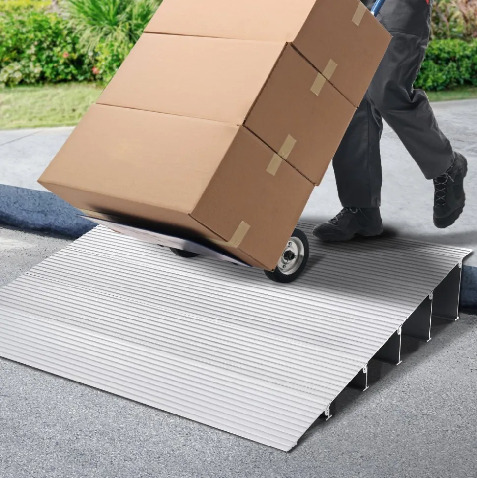 VEVOR Door Threshold Ramp, 5" Rise, 800 lbs Load Capacity, Door Ramp for Wheelchairs, Aluminum Threshold Ramp for Doorways, Adjustable Modular Threshold Ramp for Wheelchairs, Scooters, Power Chairs
