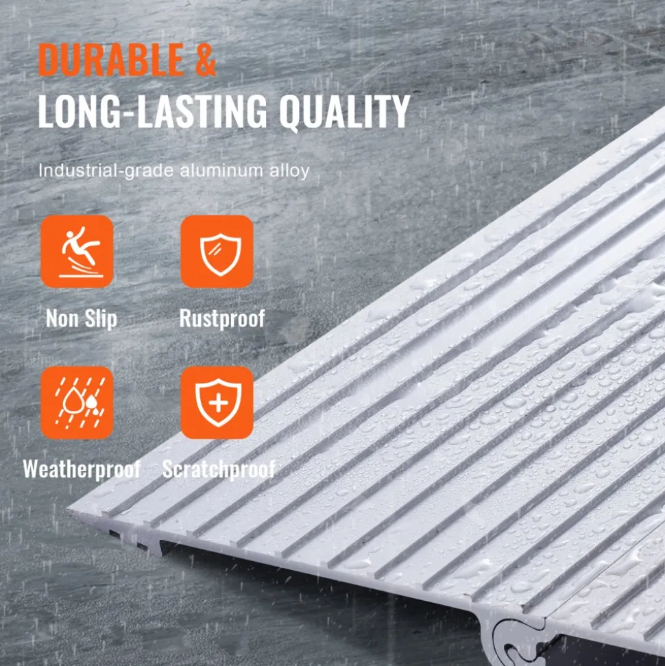 VEVOR Door Threshold Ramp, 5" Rise, 800 lbs Load Capacity, Door Ramp for Wheelchairs, Aluminum Threshold Ramp for Doorways, Adjustable Modular Threshold Ramp for Wheelchairs, Scooters, Power Chairs