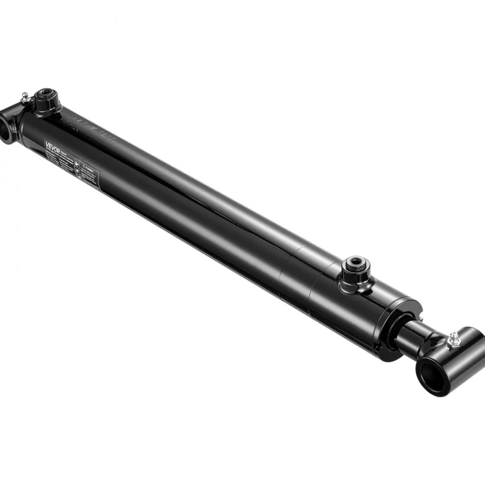 VEVOR Double Acting Hydraulic Cylinder, 2" Bore x 16" Stroke, Max 3500PSI Hydraulic Cylinder, Heavy-Duty Welded Cross Tube Cylinders with 1" Pin Hole & SAE #6 Port for Agricultural Machinery, Tractors