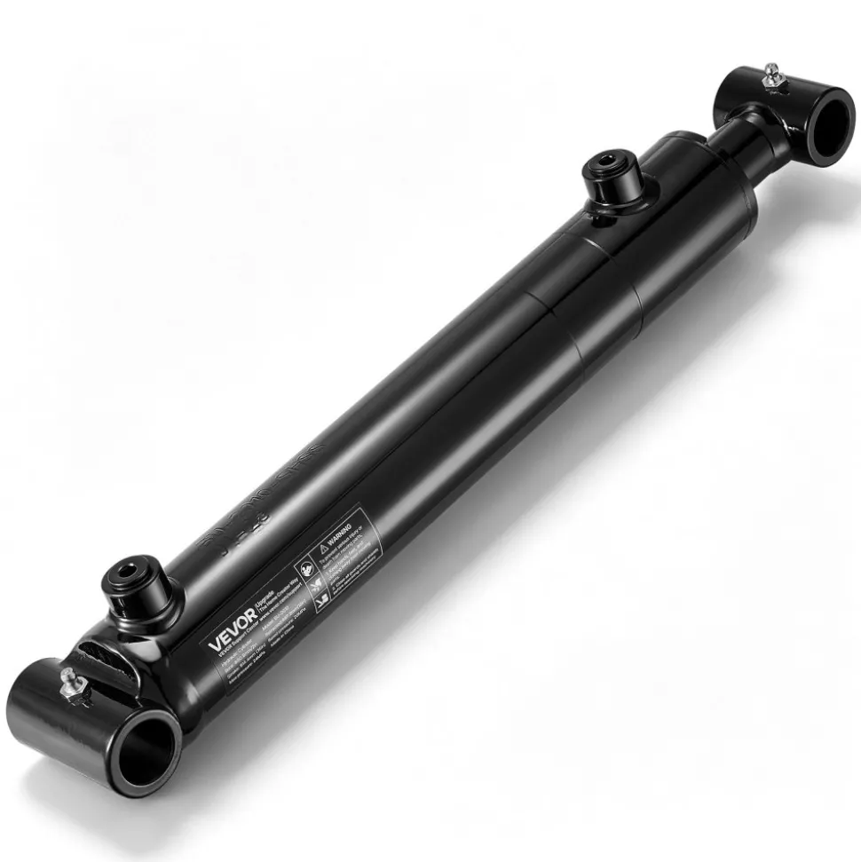 VEVOR Double Acting Hydraulic Cylinder, 2" Bore x 10" Stroke, Max 3500PSI Hydraulic Cylinder, Heavy-Duty Welded Cross Tube Cylinders with 1" Pin Hole & SAE #6 Port for Agricultural Machinery, Tractors