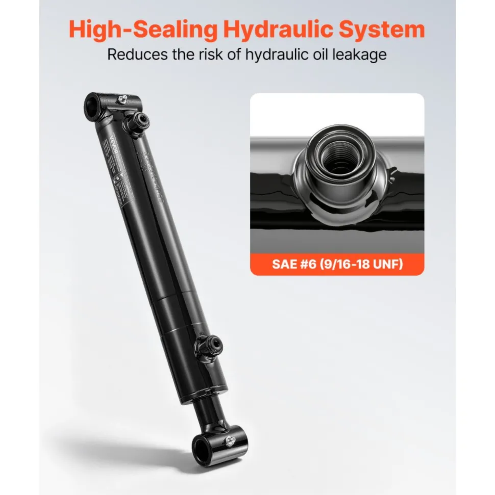 VEVOR Double Acting Hydraulic Cylinder, 2" Bore x 10" Stroke, Max 3500PSI Hydraulic Cylinder, Heavy-Duty Welded Cross Tube Cylinders with 1" Pin Hole & SAE #6 Port for Agricultural Machinery, Tractors