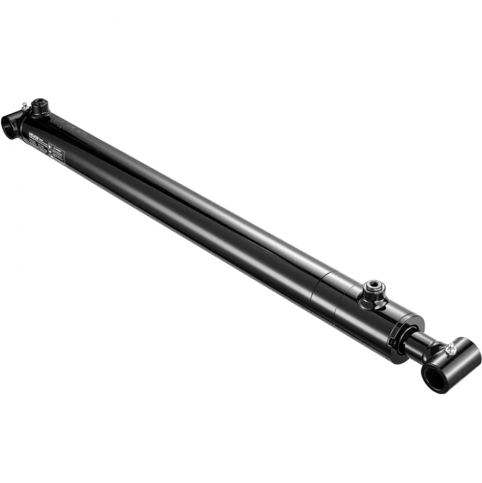 VEVOR Double Acting Hydraulic Cylinder, 2" Bore x 24" Stroke, Max 3500PSI Hydraulic Cylinder, Heavy-Duty Welded Cross Tube Cylinders with 1" Pin Hole & SAE #6 Port for Agricultural Machinery, Tractors