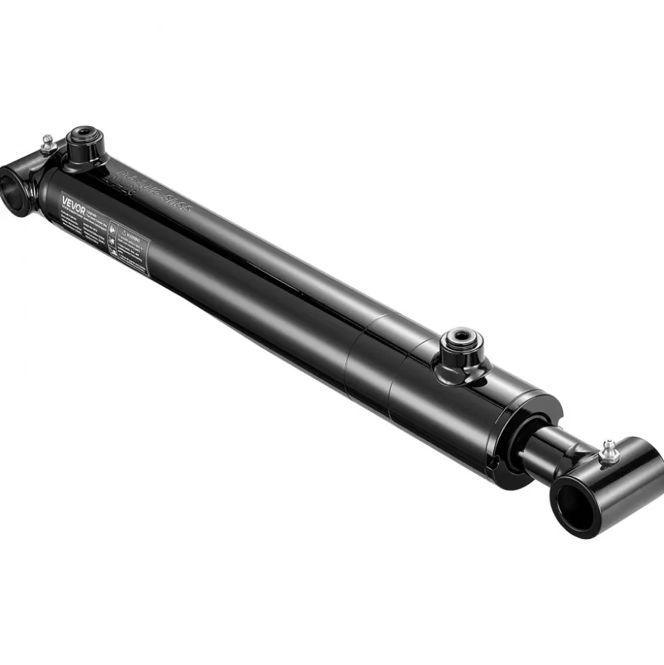 VEVOR Double Acting Hydraulic Cylinder, 2" Bore x 12" Stroke, Max 3500PSI Hydraulic Cylinder, Heavy-Duty Welded Cross Tube Cylinders with 1" Pin Hole & SAE #6 Port for Agricultural Machinery, Tractors