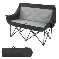 VEVOR Double Camping Chair, Oversized Two Person Camp Chair with 660 lbs Heavy Duty Support, with Dual Cup Holders, Wine Glass Holders, Magazine Straps, Carry Bags for Outdoor, Beach, 1 Pack